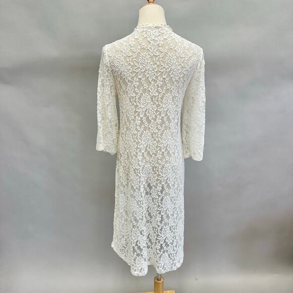 Moto Boho ivory lace midi open front kimono cardigan bell sleeves size Medium - Picture 3 of 13
